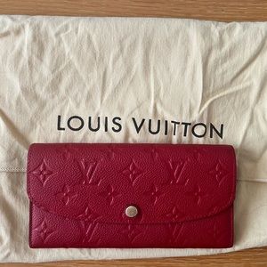 Louis Vuitton Emilie Monogram Empreinte Wallet Red with Brown Interior
